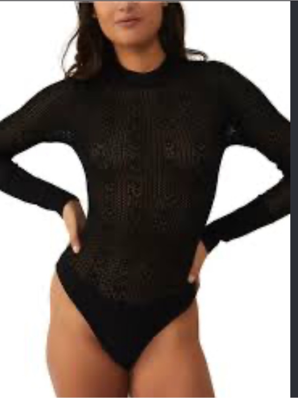 Free People Black Long-Sleeve Knit Bodysuit